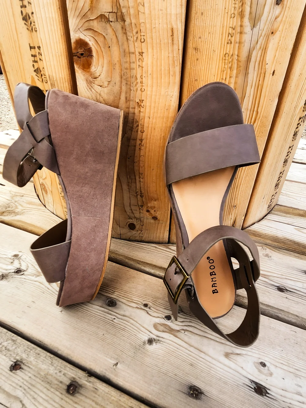 Bamboo Women's Platform Wedge Sandals – Size 9